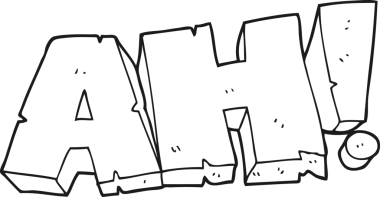 El yazması siyah beyaz çizgi film AH! Bir insan tarafından çizilmiş bağır