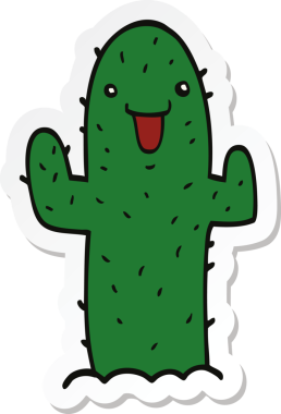 Bir insan tarafından çizilmiş bir kaktüsün çıkartması.