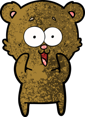 Bir insan tarafından çizilmiş gülen oyuncak ayı çizgi filmi.