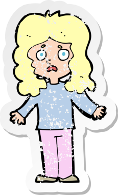 Bir insan tarafından çizilmiş endişeli bir karikatürün gerilimli çıkartması.