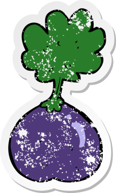 Bir insan tarafından çizilmiş sebze çizgi filminin sıkıntılı çıkartması.