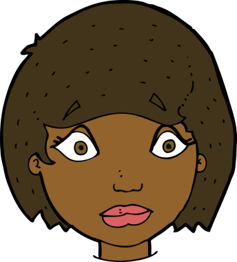 Bir insan tarafından çizilmiş endişeli kadın yüzü.