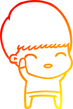 Bir insan tarafından çizilmiş mutlu çizgi film çocuğu çizimi.