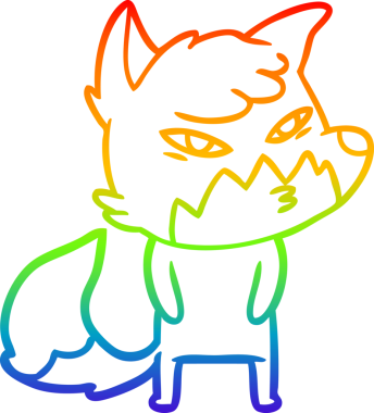 gökkuşağı gradyanı çizimi bir insan tarafından çizilmiş akıllı bir tilki çizgi filmi