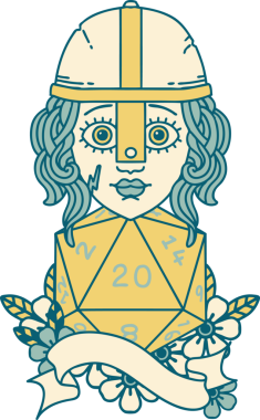 Retro Dövme Tarzı İnsan Dövüşçüsü Bir insan tarafından çizilmiş 20 zar atışıyla