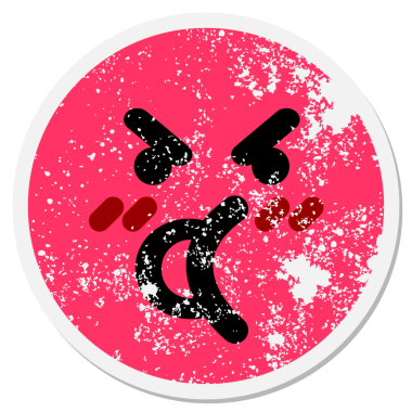 Kızgın argüman bir insan tarafından çizilmiş dairesel bir yapıştırmayla karşılaşıyor