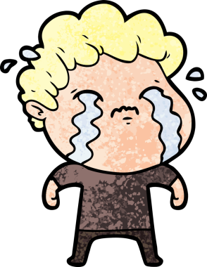 Bir insan tarafından çizilmiş ağlayan çizgi film adamı.