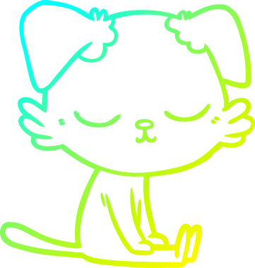 Bir insan tarafından çizilmiş şirin bir çizgi köpeğin soğuk gradyan çizgisi.