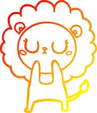 Bir insan tarafından çizilmiş karikatür aslanının sıcak çizgi çizimi