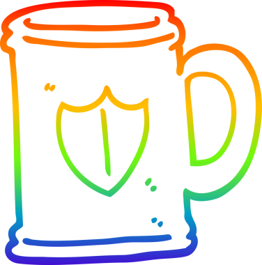 gökkuşağı gradyan çizgi çizimi bir insan tarafından çizilmiş tankard