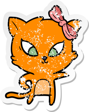 Bir insan tarafından çizilmiş karikatür bir kedinin sıkıntılı çıkartması.