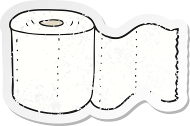 Bir insan tarafından çizilmiş çizgi film tuvalet kağıdının gerilimli retro yapıştırması.