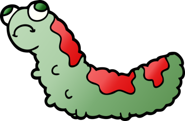 Bir insan tarafından çizilmiş mutsuz bir tırtıl çizgi filmi.