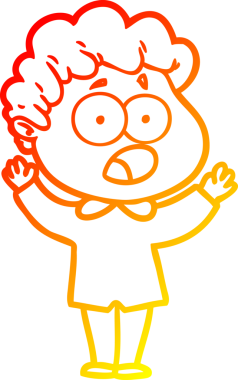 Bir insan tarafından şaşırtılarak çizilen çizgi film karakterinin sıcak çizgi çizimi.