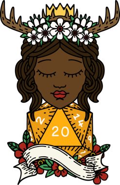 Retro Dövme Tarzı İnsan Druid Bir insan tarafından çizilmiş doğal yirmi zar ile