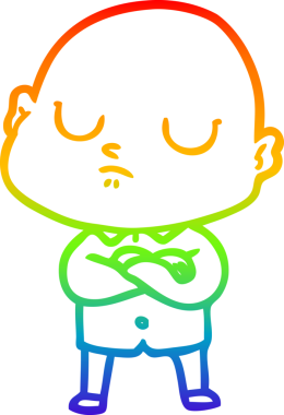 Gökkuşağı gradyan çizgisi bir insan tarafından çizilmiş kel bir adamın çizimi