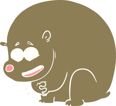 Bir insan tarafından çizilmiş düz renkli çizgi film ayısı