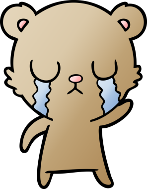 Bir insan tarafından çizilmiş ağlayan çizgi film ayısı.