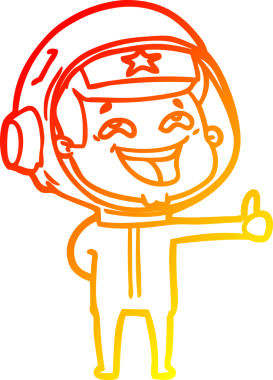 Bir insan tarafından çizilmiş gülen astronotun sıcak çizgi çizimi