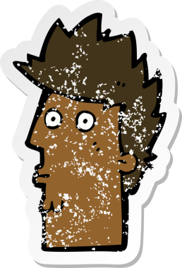 Bir insan tarafından çizilmiş bir karikatürün gerilimli çıkartması.