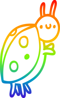 gökkuşağı gradyan çizgi çizimi bir insan tarafından çizilmiş uğur böceği