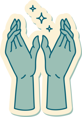 Bir insan tarafından çizilmiş geleneksel mistik eller stili dövme çıkartması.