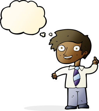 Bir insan tarafından çizilmiş düşünce baloncuğu fikri olan bir okul çocuğu.