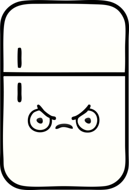 Bir insan tarafından çizilmiş bir buzdolabının gölgelenmiş karikatürü.