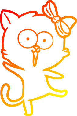 Bir insan tarafından çizilmiş çizgi film kedisinin sıcak çizgi çizimi