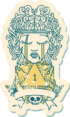 Retro Dövme Tarzı Üzgün Elf Barbar Karakteri Doğal bir insan tarafından çizilmiş