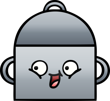 Bir insan tarafından çizilmiş tencerenin gölgeli karikatürü.