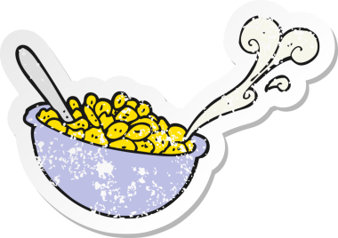 Bir insan tarafından çizilmiş mısır gevreği kasesinin gerilimli yapıştırması.