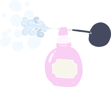 Bir insan tarafından çizilen parfüm şişesinin düz renk çizimi