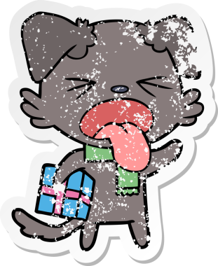 Bir insan tarafından çizilmiş yılbaşı hediyeli, tiksindirici bir karikatür çıkartması.