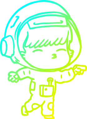 Bir insan tarafından çizilmiş soğuk gradyan çizgi çizimi meraklı bir astronot.