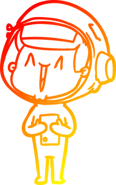 Bir insan tarafından çizilmiş mutlu bir astronotun sıcak çizgi çizimi