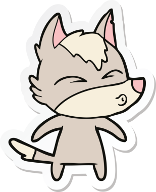 Bir insan tarafından çizilmiş bir kurt çizgi filminin etiketi.