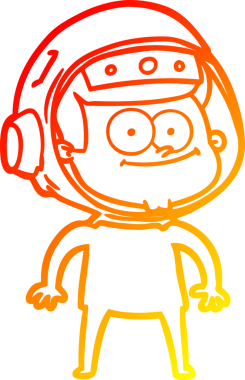 Bir insan tarafından çizilmiş mutlu bir astronot çizgi filminin sıcak gradyan çizimi