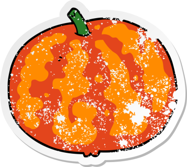 Bir insan tarafından çizilmiş karton karpuzun sıkıntılı çıkartması.