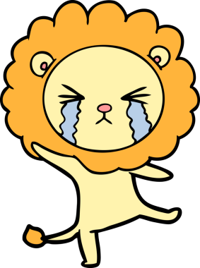 Bir insan tarafından çizilmiş ağlayan bir aslan.