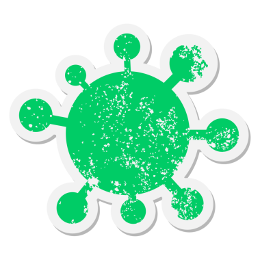 Bir insan tarafından çizilmiş virüs grunge etiketi