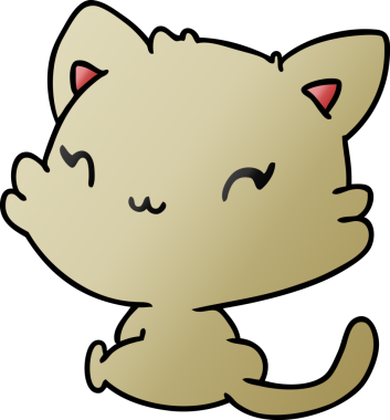 Bir insan tarafından çizilmiş sevimli bir kawaii kedisinin gradyan çizimi