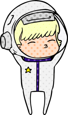 Bir insan tarafından çizilmiş meraklı astronot çizgi filmi.