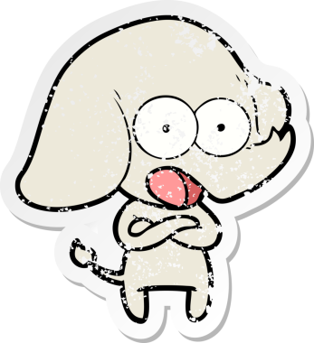 Bir insan tarafından çizilmiş şirin bir filin sıkıntılı çıkartması