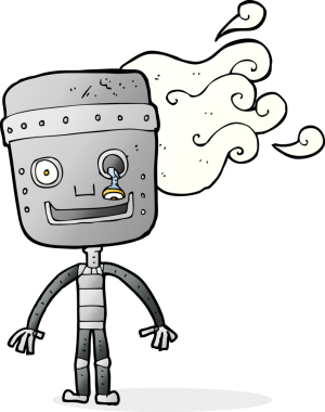 bir insan tarafından çizilmiş eski bir robot.