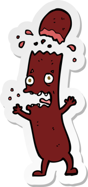 Bir insan tarafından çizilmiş bir sosisin çıkartması.