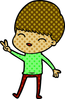 Bir insan tarafından çizilmiş mutlu çizgi film çocuğu.