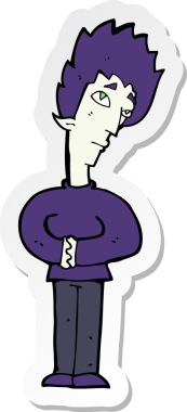 Bir insan tarafından çizilmiş meraklı bir vampirin çıkartması.