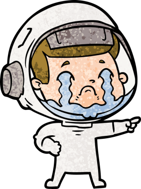 Bir insan tarafından çizilmiş ağlayan astronot çizgi filmi.