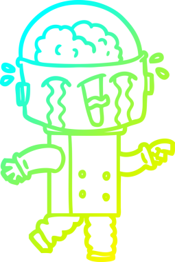 Bir insan tarafından çizilmiş ağlayan bir robotun soğuk çizgi çizimi